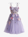 Sweetheart Neckline Lavender Applique Mini Short Prom Dress Homecoming Dress HZ1024