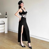 V-neck Spaghetti Strap Long Prom Dress With Slit HZ1024