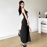 V-neck Spaghetti Strap Long Prom Dress With Slit HZ1024