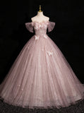 Tulle Sequins Off the Shoulder Butterfly Flower Prom Dress HZ1024