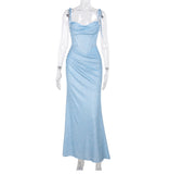 Mermaid Spaghetti Strap Simple Long Prom Dress HZ1024