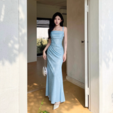 Mermaid Spaghetti Strap Simple Long Prom Dress HZ1024