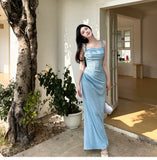 Mermaid Spaghetti Strap Simple Long Prom Dress HZ1024