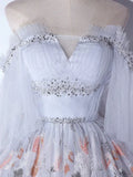 Tulle Sequin Lace Long Prom Dress, Lace Long Formal Dress HZ1024