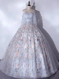 Tulle Sequin Lace Long Prom Dress, Lace Long Formal Dress HZ1024