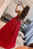 Sequined Lace Strapless Long Prom Dress with Pocketss HZ1024