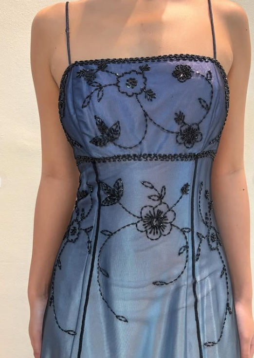 Blue Gradient Empire Prom Dresses Backless Romantic Beaded Evening Dresses Guest Dresses HZ1024