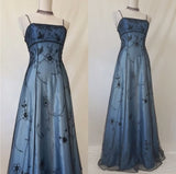 Blue Gradient Empire Prom Dresses Backless Romantic Beaded Evening Dresses Guest Dresses HZ1024