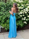 Blue?? Spaghetti Strap Mermaid Gown for Prom&Party Sleeveless Satin Vintage Formal Evening Dress HZ1024