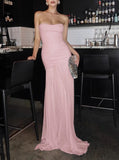 Mermaid Pink Long Prom Dresses Formal Graduation Party Dress Evening Dress HZ1024