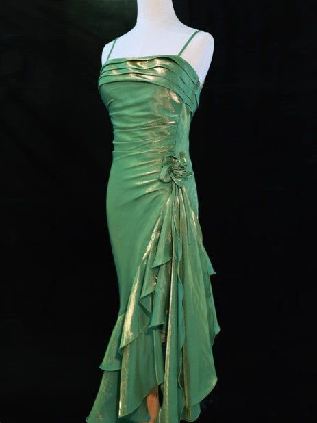 Spaghetti Straps Chiffon Satin Ruffled Prom Dresses Fairytale Party Dresses HZ1024