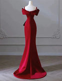 Mermaid Off Shoulder Satin Long Prom Dress Dress, Simple Evening Dress HZ1024