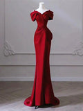 Mermaid Off Shoulder Satin Long Prom Dress Dress, Simple Evening Dress HZ1024