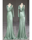Mermaid Satin V-neck Long Prom Dress Dress, Simple Evening Dress HZ1024