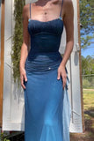 Gradient Blue Mermaid Gown for Party&Quinceanera- Spaghetti Straps Glitter Chiffon Long Prom&Evening Dress HZ1024