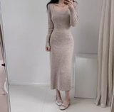 style slim fit gentle temperament square collar can be worn with knitted hip skirt HZ1024