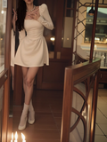 style high-end white waist long-sleeved dress HZ1024
