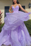 Elegant A-line V-neck Spaghetti Strap Tulle Long Prom Dress HZ1024