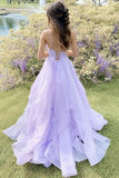 Elegant A-line V-neck Spaghetti Strap Tulle Long Prom Dress HZ1024