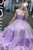 Elegant A-line V-neck Spaghetti Strap Tulle Long Prom Dress HZ1024