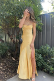 c Yellow Long Sheath Prom Dress With Split HZ1024