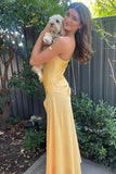 c Yellow Long Sheath Prom Dress With Split HZ1024
