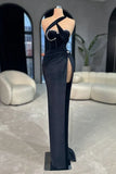 Velvet Long Prom Dress Mermaid Sleeveless with Beads HZ1024