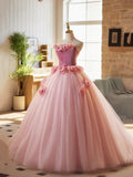 A-Line Strapless Velvet Tulle Long Prom Dress, Sweet 16 Princess Dress HZ1024