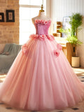 A-Line Strapless Velvet Tulle Long Prom Dress, Sweet 16 Princess Dress HZ1024