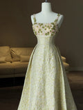 Spaghetti Strap A-Line Colorful Satin Beaded Sequins Long Prom Dress HZ1024