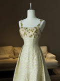 Spaghetti Strap A-Line Colorful Satin Beaded Sequins Long Prom Dress HZ1024