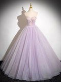 A-Line Tulle Prom Dress Off the Shoulder Floral Appliques Long Prom Dress HZ1024