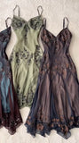 Prom Dresses Under $180??Gothic Spaghetti Straps Blue Satin Chiffon Sheath Evening Dress with Beading HZ1024