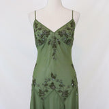 Prom Dresses Under $180??Gothic Spaghetti Straps Blue Satin Chiffon Sheath Evening Dress with Beading HZ1024