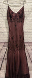 Evening Dresses ?? Blue Satin Spaghetti Straps Coffee Chiffon Long Prom Dresses with Beading HZ1024