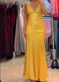 A-Line Evening Dress Satin Spaghetti Straps Green Vintage Backless Long Prom Dresses HZ1024