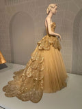 A-line Strapless Tulle Sequined Long Ball Gown HZ1024