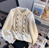 Horn Button Embroidery Cardigan HZ1024