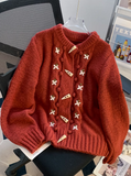Horn Button Embroidery Cardigan HZ1024