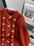 Horn Button Embroidery Cardigan HZ1024