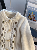 Horn Button Embroidery Cardigan HZ1024