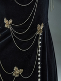 Mermaid Spaghetti Straps Velvet Beaded Long Prom Dresses , Elegant Evening Dress HZ1024