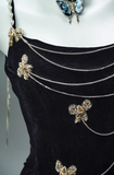Mermaid Spaghetti Straps Velvet Beaded Long Prom Dresses , Elegant Evening Dress HZ1024