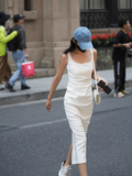 Sleeveless Square Neck Suspender Dress HZ1024
