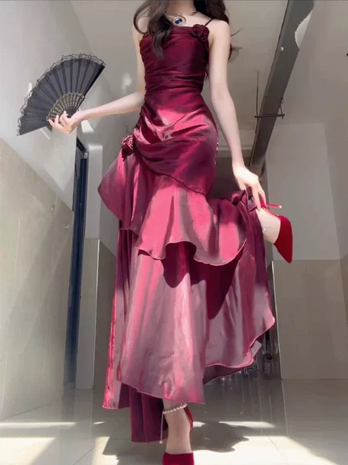 Satin Prom Dress for Quinceanera&Party-Fairytale A-line Straps Evening Gown for Birthday HZ1024