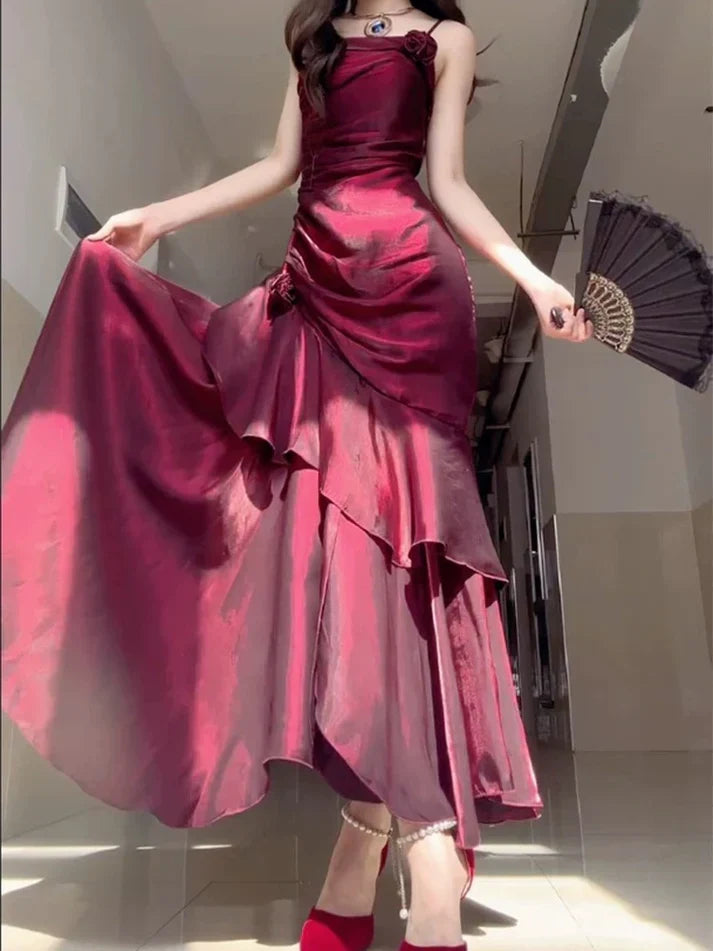 Satin Prom Dress for Quinceanera&Party-Fairytale A-line Straps Evening Gown for Birthday HZ1024