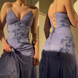 Spaghetti Straps V-neck Beaded Backless Prom Dresses Party Dresses HZ1024
