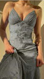 Spaghetti Straps V-neck Beaded Backless Prom Dresses Party Dresses HZ1024