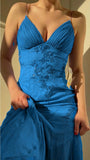 Spaghetti Straps V-neck Beaded Backless Prom Dresses Party Dresses HZ1024