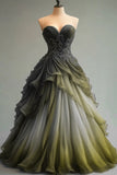 Sweetheart Neck Tulle Beaded Long Prom Dress Elegant Quincea?era Dress HZ1024